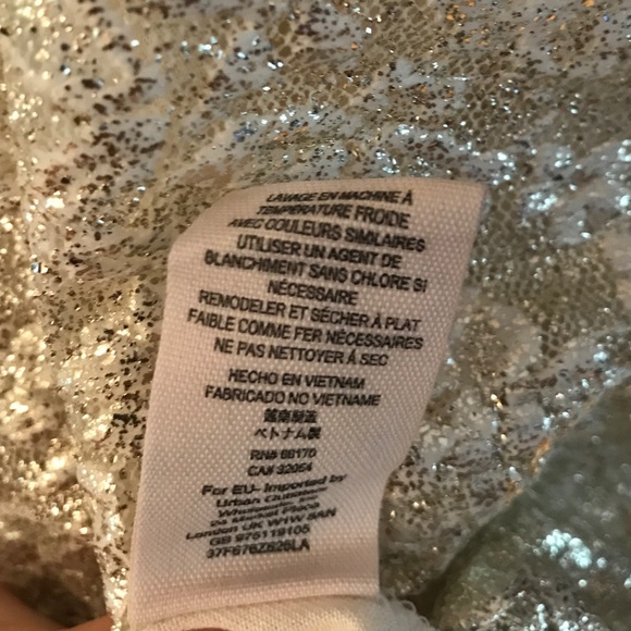 Free People White Lace Gold Foil Ombré Dress - Picture 6 of 7